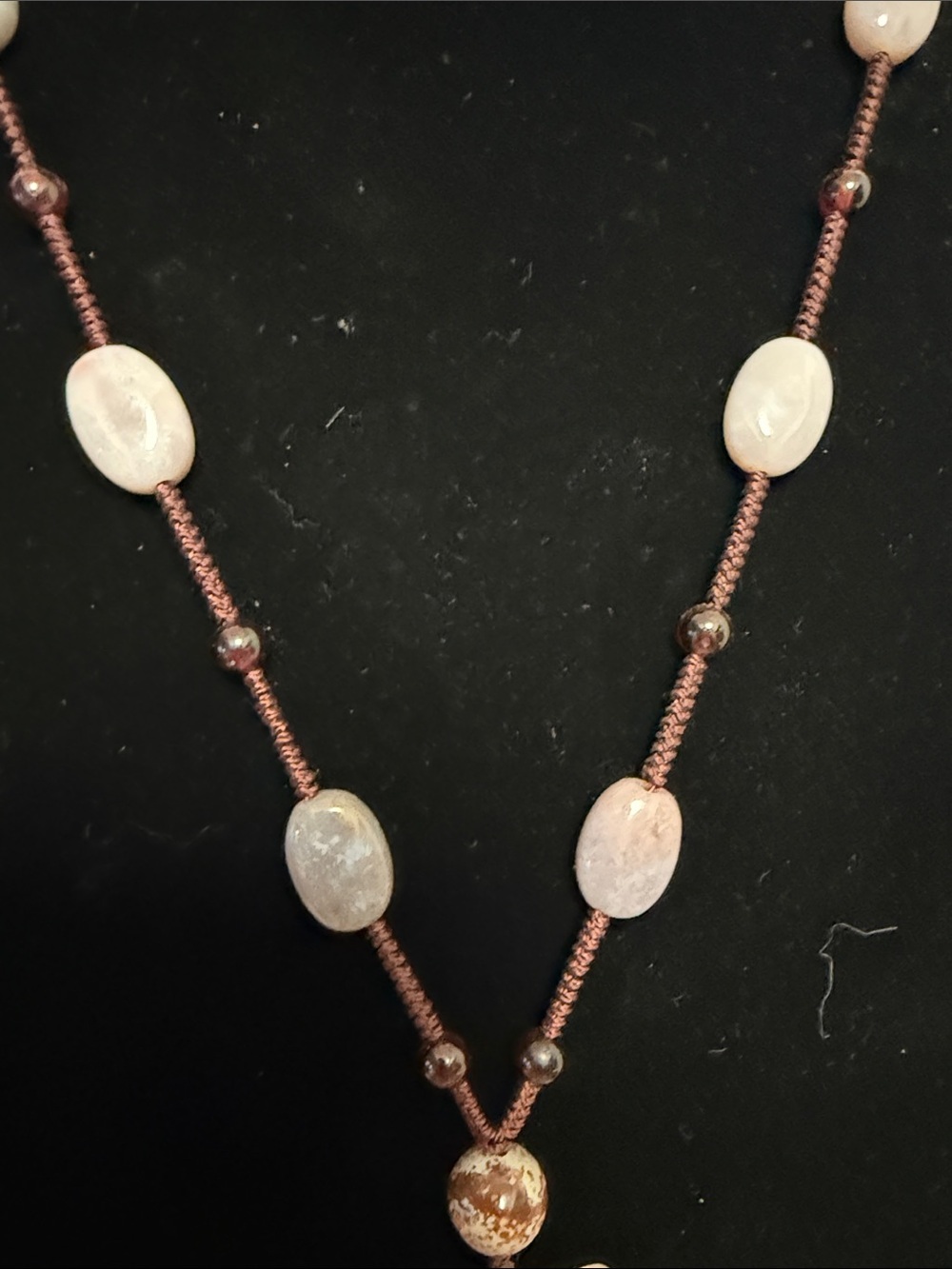 Rose Quartz Flower Pendant Necklace | Boho Pink Gemstone Necklace Vintage - Picture 4 of 10